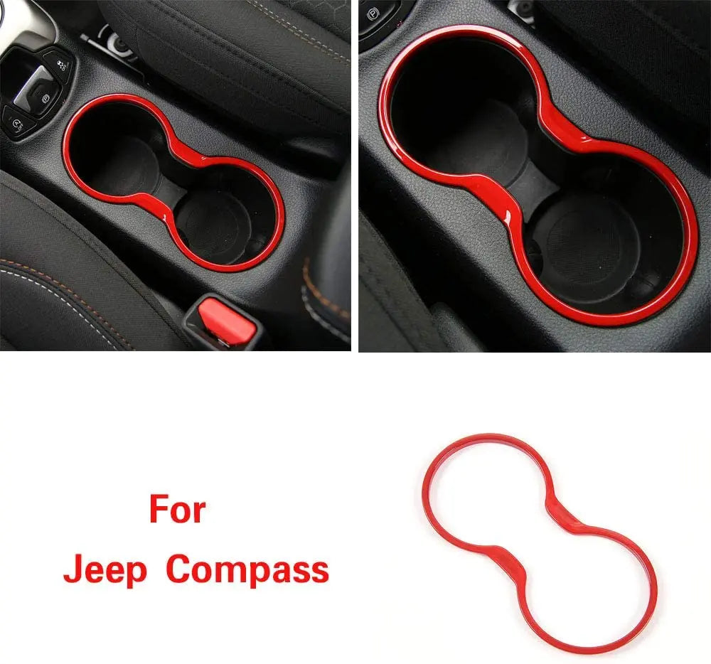 For 2017-2021 Jeep Compass Central Console Chrome Cover Water Cup Holder Trim