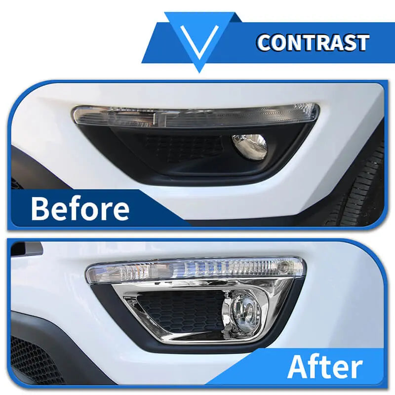 For 2017-2021 Jeep Compass Chrome Front Fog Light Lamp Cover Trim (2 pcs)