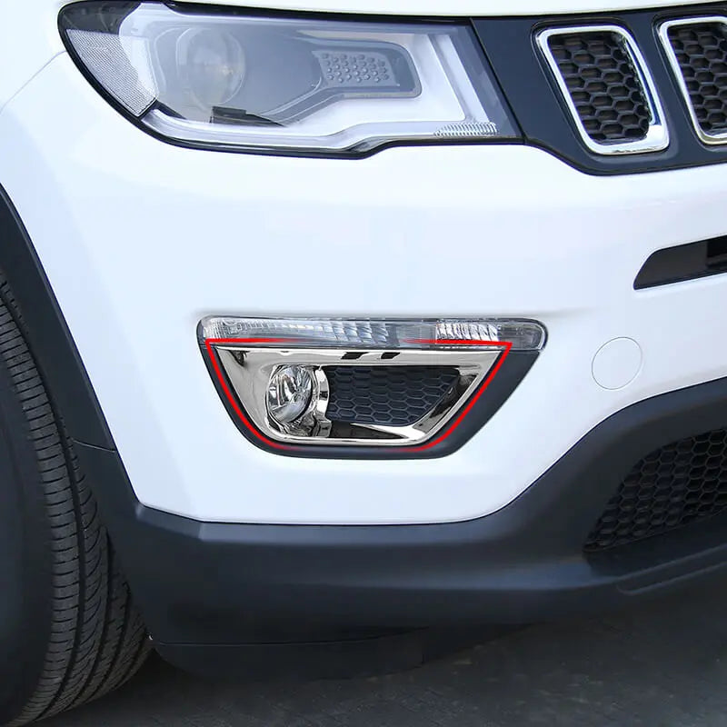 For 2017-2021 Jeep Compass Chrome Front Fog Light Lamp Cover Trim (2 pcs)