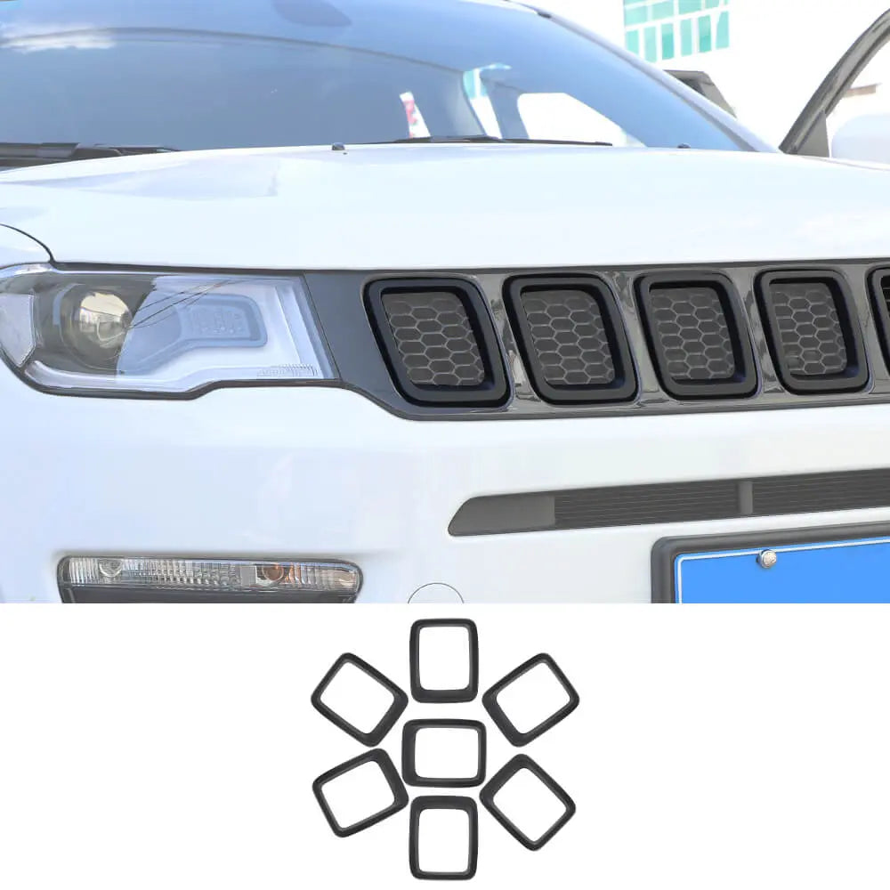For 2017-2021 Jeep Compass Grill Inserts Grille Cover Trims Kit