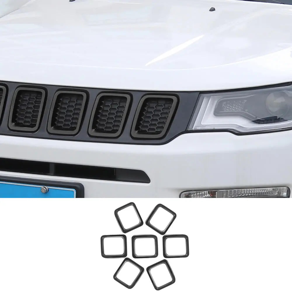 For 2017-2021 Jeep Compass Grill Inserts Grille Cover Trims Kit