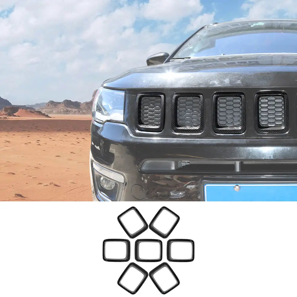 For 2017-2021 Jeep Compass Grill Inserts Grille Cover Trims Kit