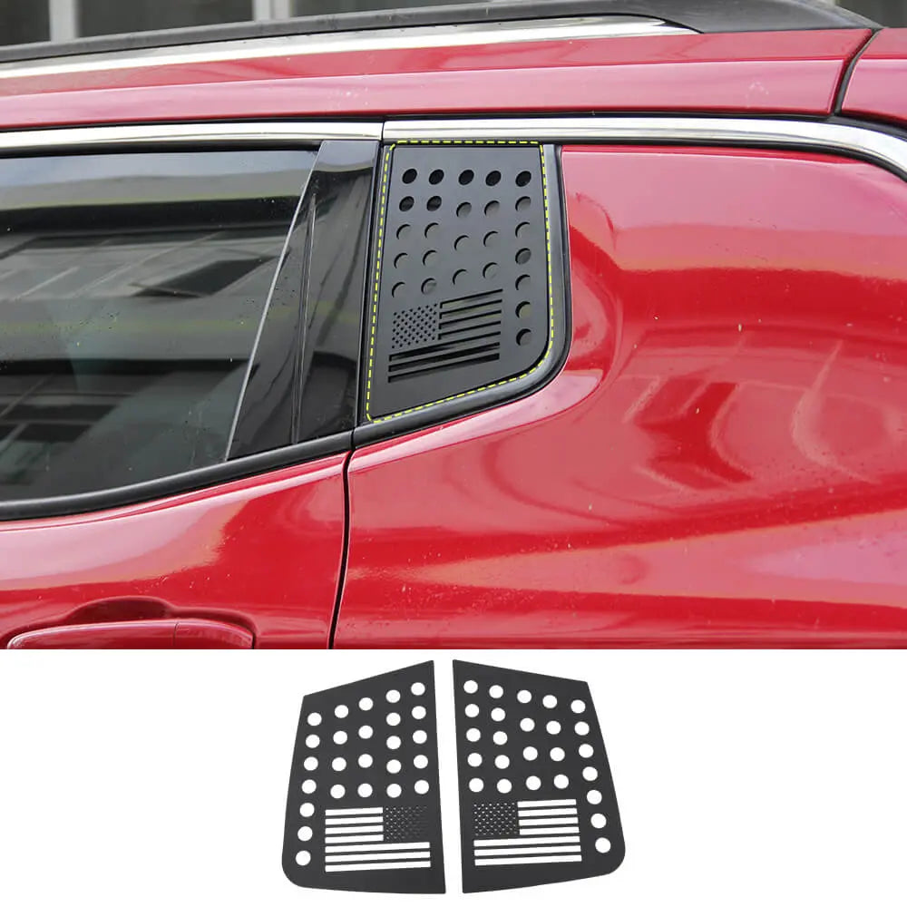 For 2017-2021 Jeep Compass Rear Triangle Glass Decor Cover Trim Black Aluminum Alloy Panel Trim Cover