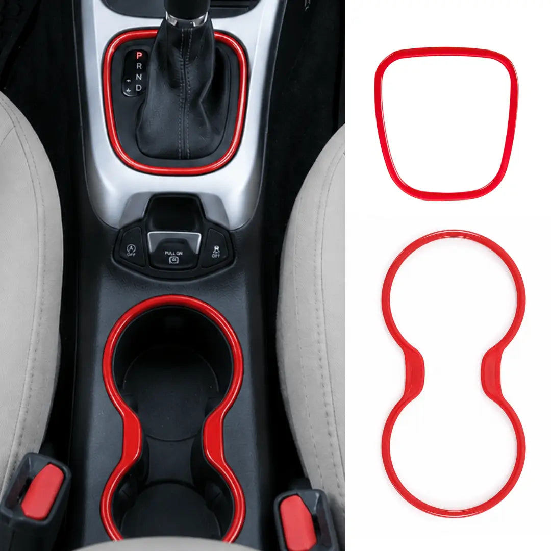 For 2017-2021 Jeep Compass Center Console Shifter & Cup Holder Trim Ring Cover Kit