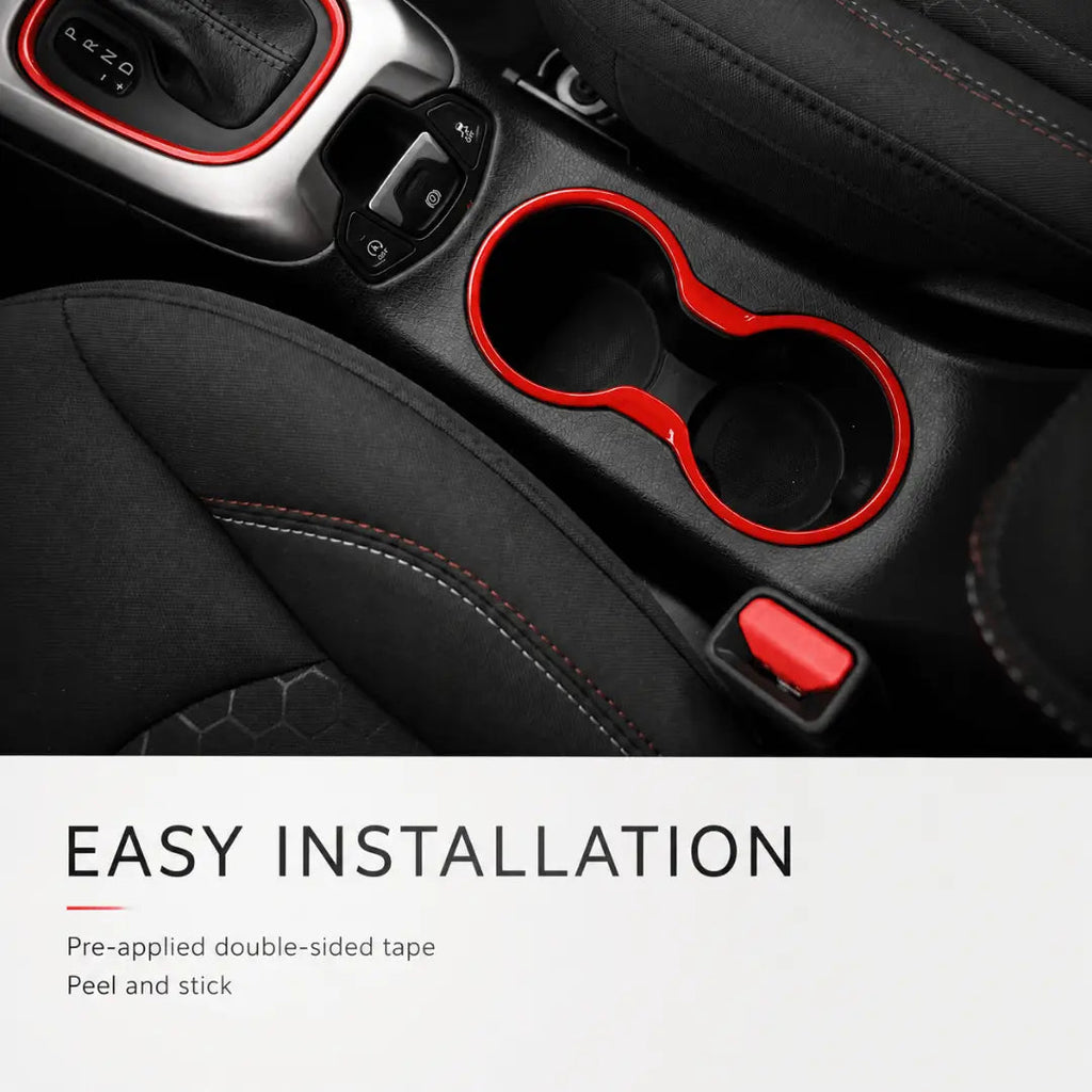 For 2017-2021 Jeep Compass Center Console Shifter & Cup Holder Trim Ring Cover Kit