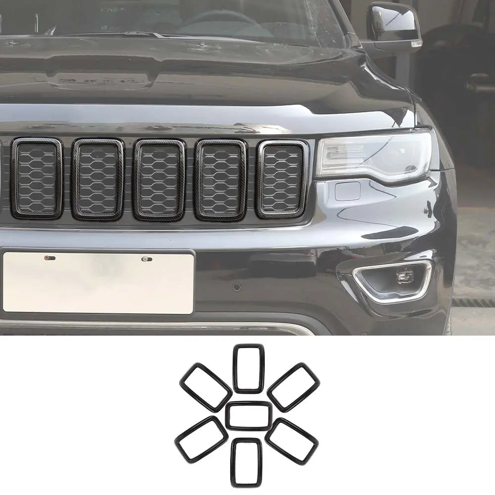For 2017-2021 Jeep Grand Cherokee WK2 Front Grill Inserts Trim Grille Ring Cover Kit (Not fit for SRT, Trackhawk)