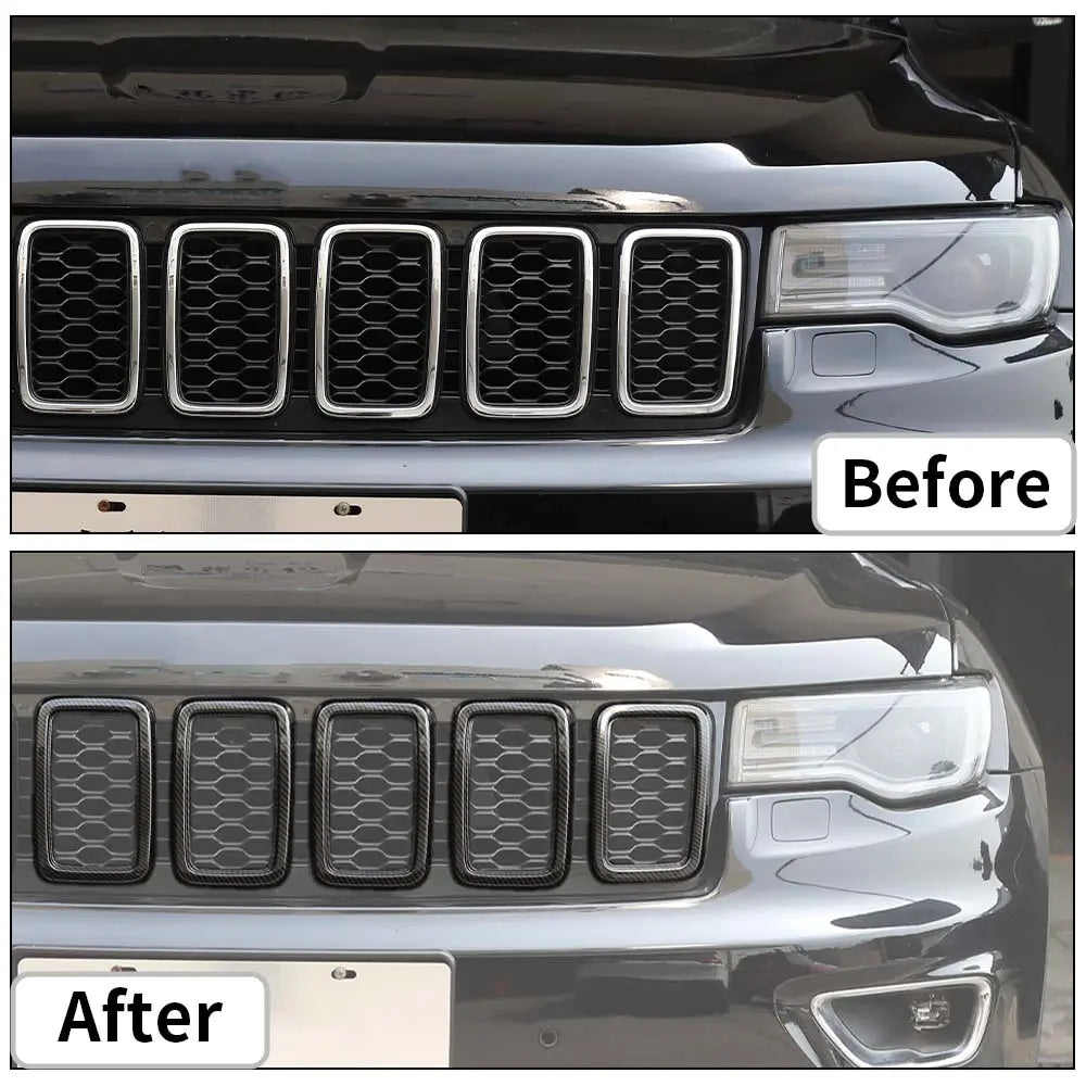 For 2017-2021 Jeep Grand Cherokee WK2 Front Grill Inserts Trim Grille Ring Cover Kit (Not fit for SRT, Trackhawk)