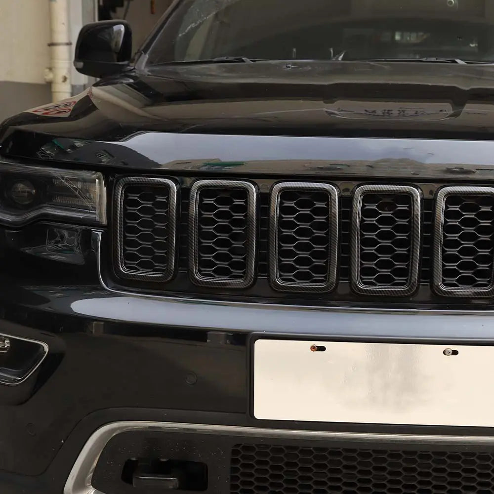 For 2017-2021 Jeep Grand Cherokee WK2 Front Grill Inserts Trim Grille Ring Cover Kit (Not fit for SRT, Trackhawk)
