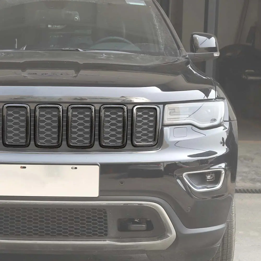 For 2017-2021 Jeep Grand Cherokee WK2 Front Grill Inserts Trim Grille Ring Cover Kit (Not fit for SRT, Trackhawk)