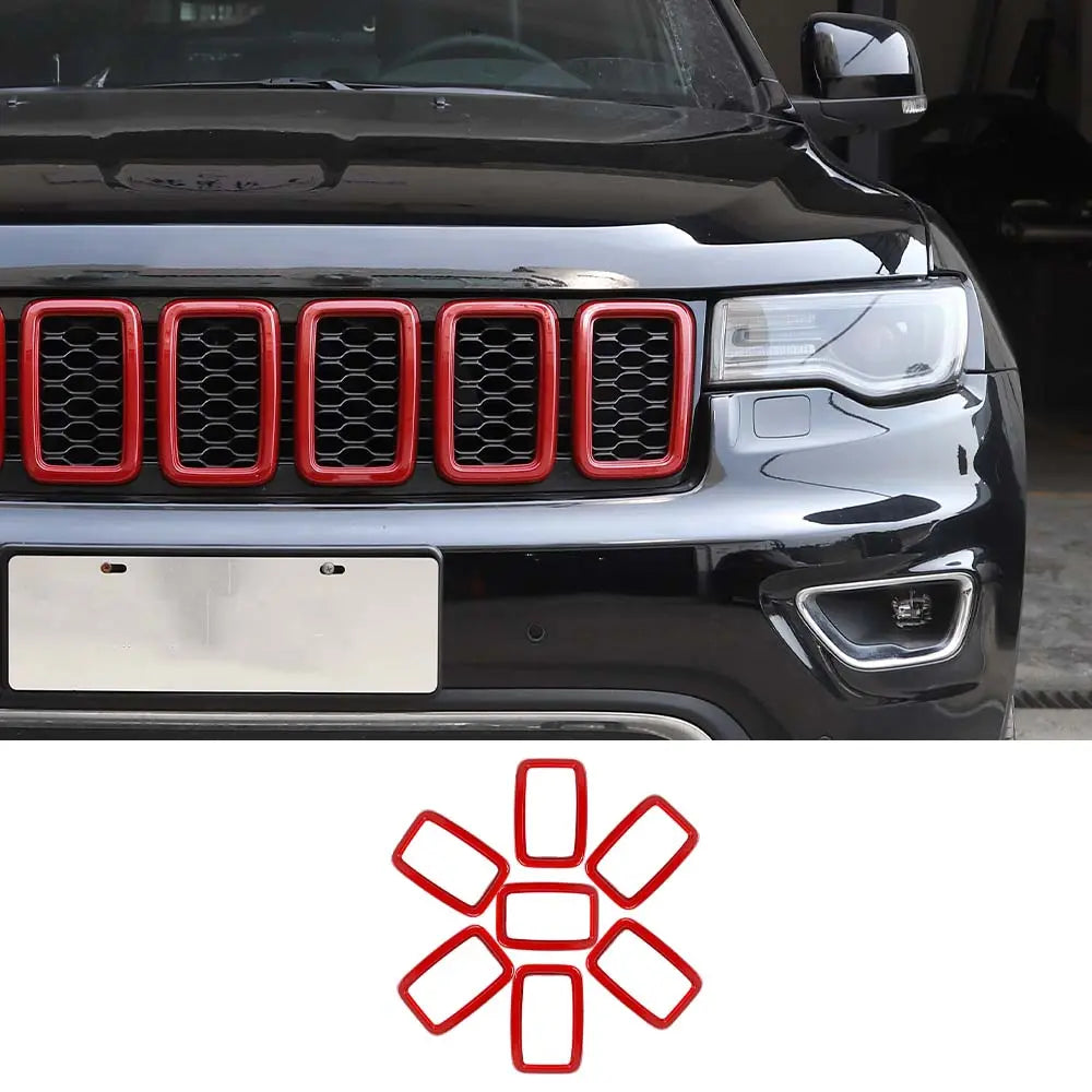 For 2017-2021 Jeep Grand Cherokee WK2 Front Grill Inserts Trim Grille Ring Cover Kit (Not fit for SRT, Trackhawk)