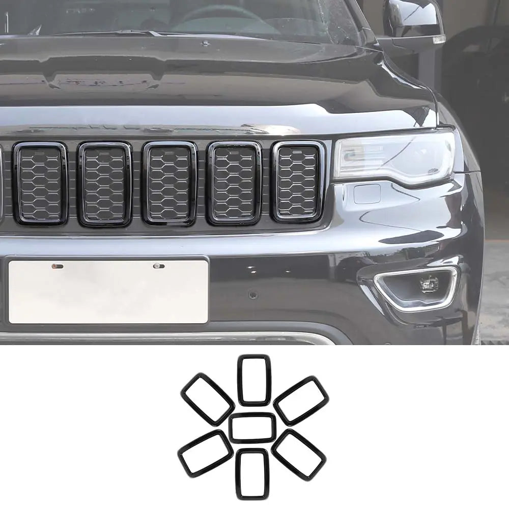 For 2017-2021 Jeep Grand Cherokee WK2 Front Grill Inserts Trim Grille Ring Cover Kit (Not fit for SRT, Trackhawk)