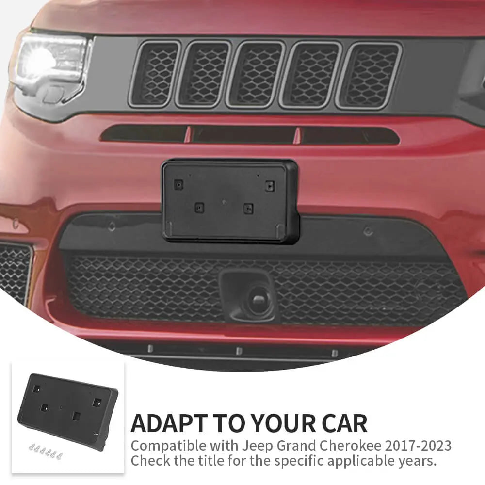 For 2017-2023 Jeep Grand Cherokee Front License Plate Mounting Bracket Black