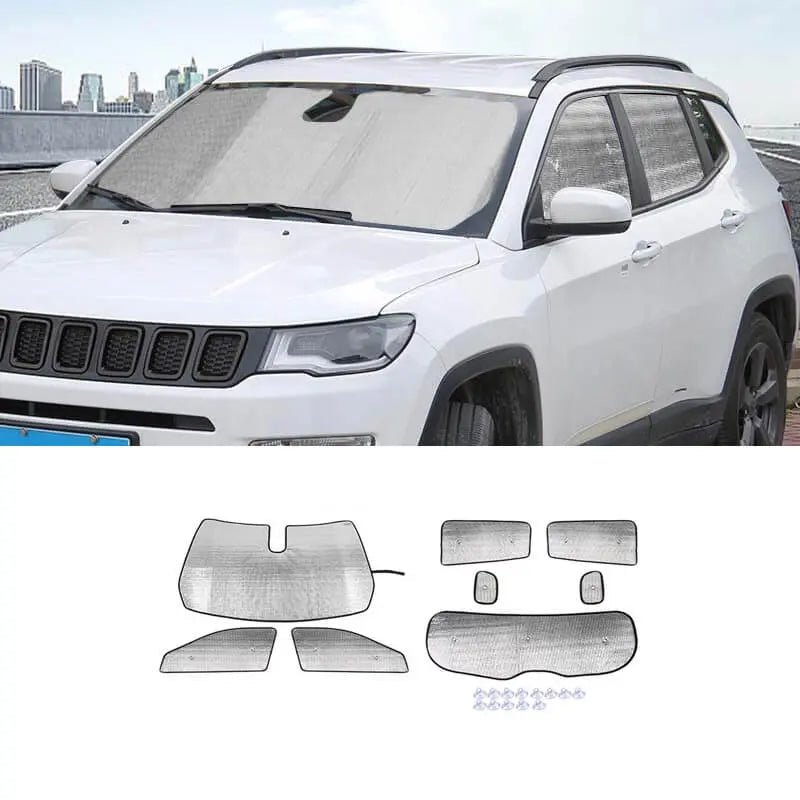 For 2017+ Jeep Compass Car Window Sunshade Anti UV Ray Sun Visor Protector Cover (8 pcs)