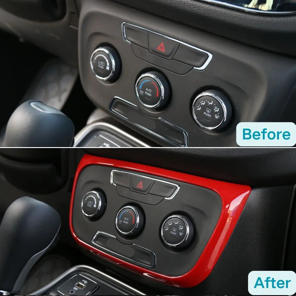 For 2017–2021 Jeep Compass Console A/C Switch Panel Frame Cover Trim – Climate Control Button Bezel