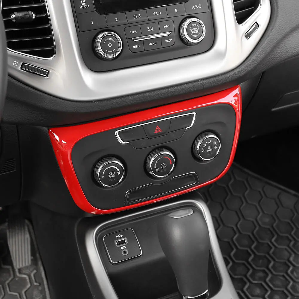 For 2017–2021 Jeep Compass Console A/C Switch Panel Frame Cover Trim – Climate Control Button Bezel
