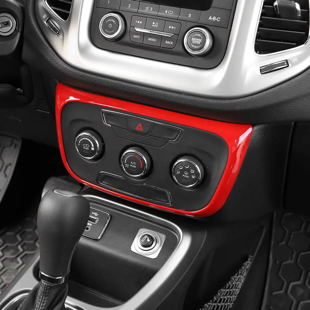 For 2017–2021 Jeep Compass Console A/C Switch Panel Frame Cover Trim – Climate Control Button Bezel