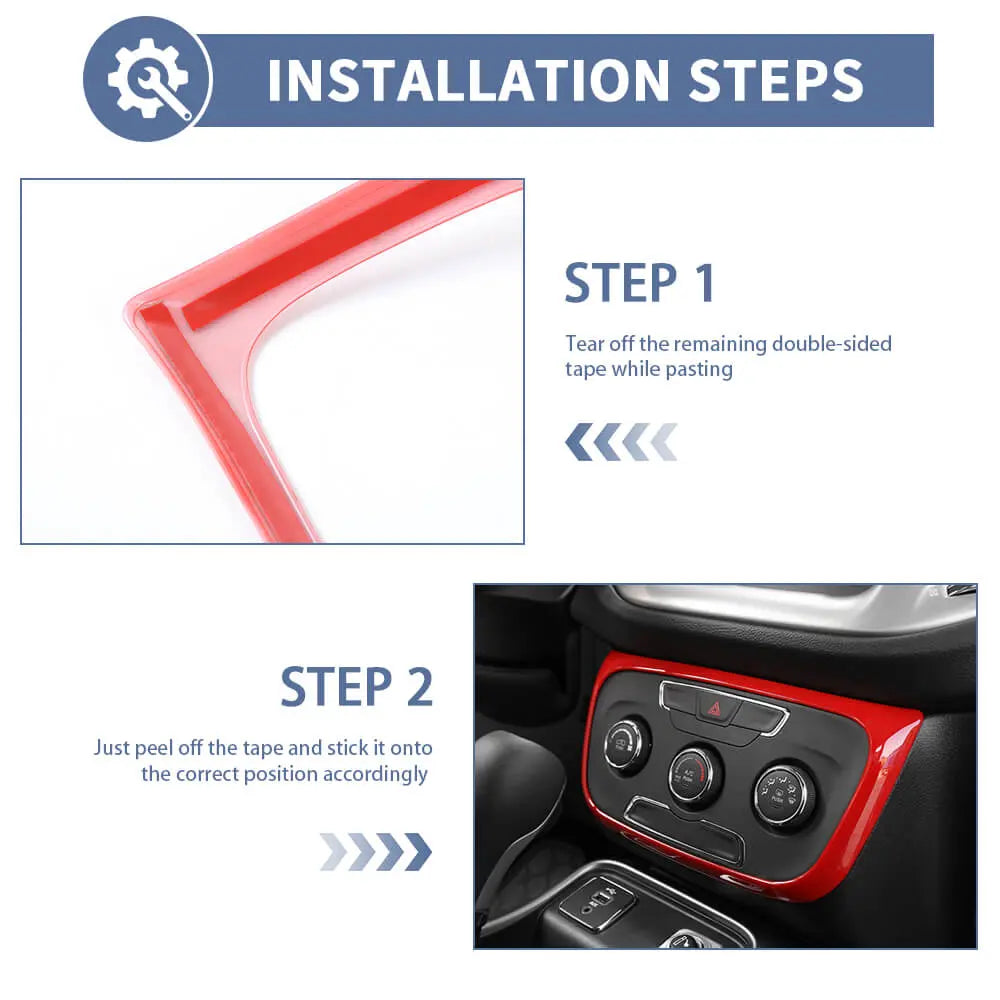 For 2017–2021 Jeep Compass Console A/C Switch Panel Frame Cover Trim – Climate Control Button Bezel