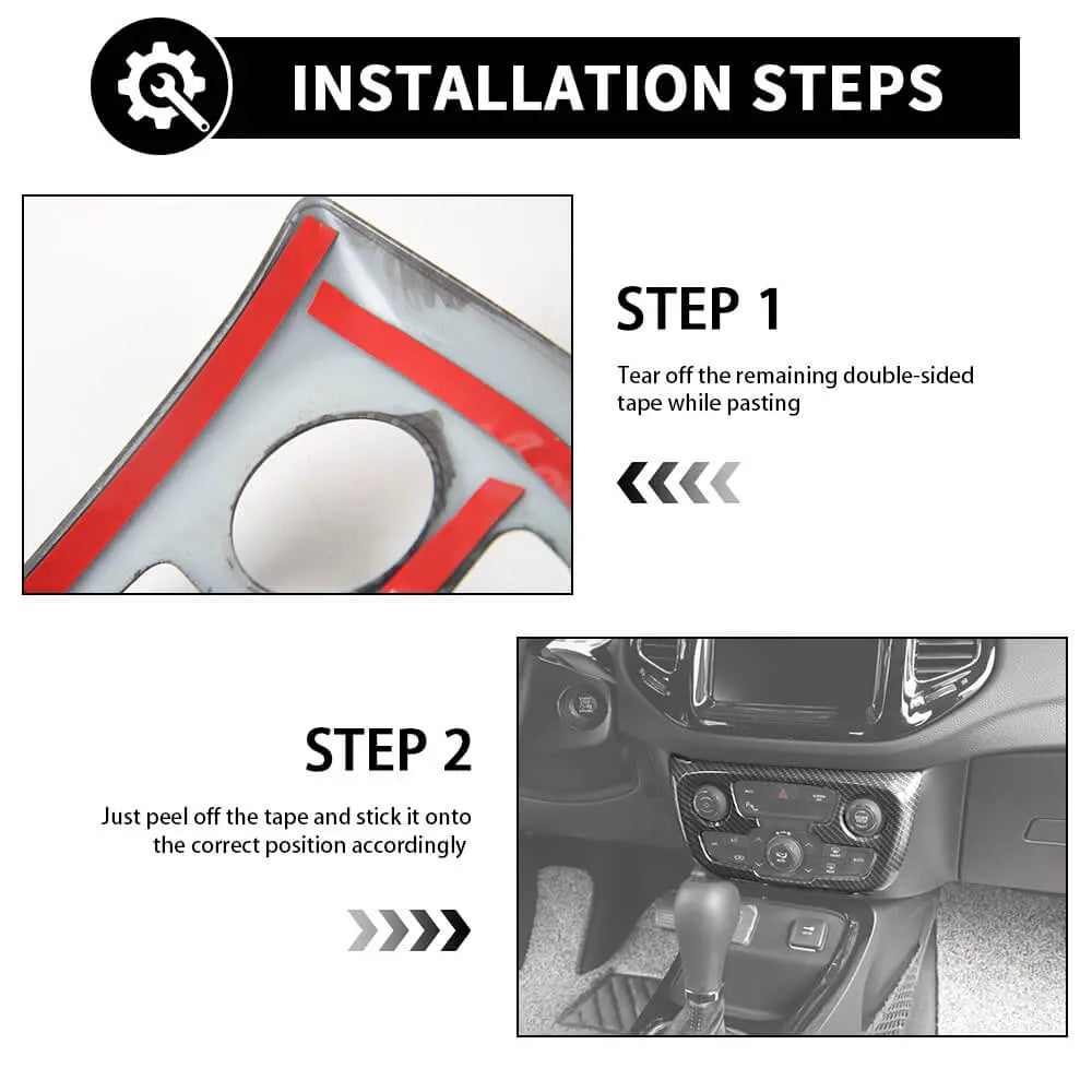 For 2017–2021 Jeep Compass Interior A/C Control Panel Cover Trim – Fits Models with Automatic Climate Control