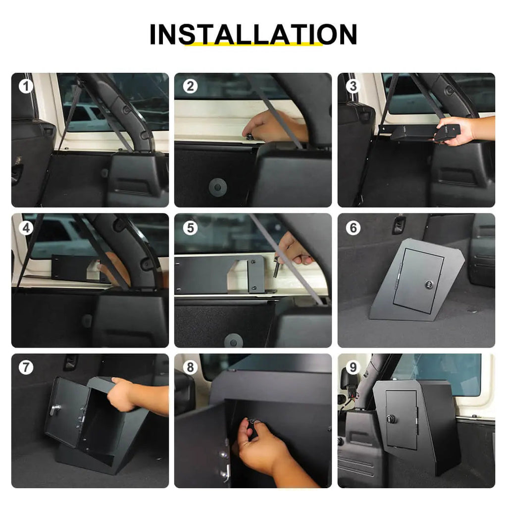 For 2018-2023 Jeep Wrangler JL 4-Door Version Interior Rear Cargo Safe Box Storage Combination Key Lock