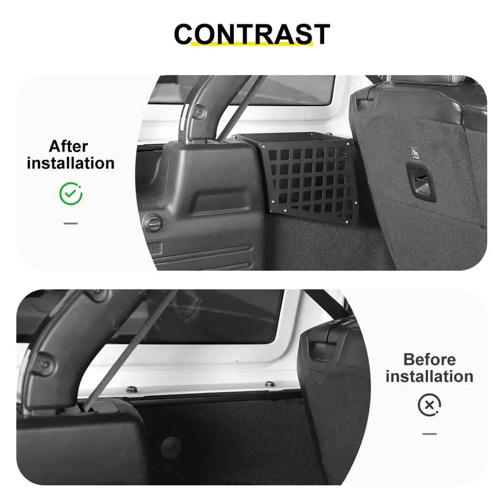 For 2018-2023 Jeep Wrangler JL 4-Door Version Rear Trunk Cargo Side Storage Bracket Organizer Basket