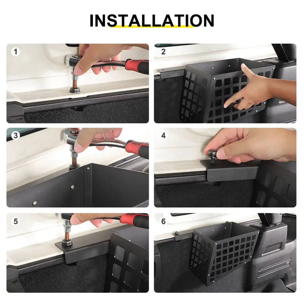 For 2018-2023 Jeep Wrangler JL 4-Door Version Rear Trunk Cargo Side Storage Bracket Organizer Basket