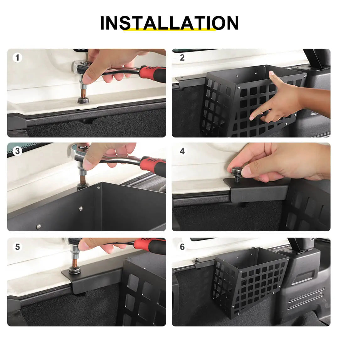 For 2018-2023 Jeep Wrangler JL 4-Door Version Rear Trunk Cargo Side Storage Bracket Organizer Basket