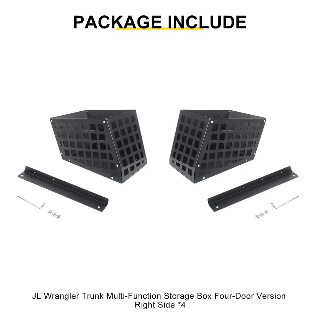 For 2018-2023 Jeep Wrangler JL 4-Door Version Rear Trunk Cargo Side Storage Bracket Organizer Basket