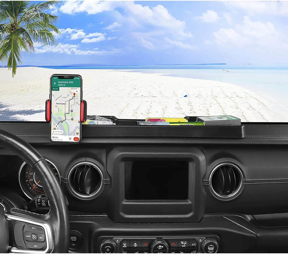 For 2018-2023 Jeep Wrangler JL 4XE Dash Mount Phone Holder Storage Tray