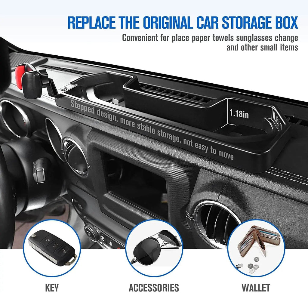 For 2018-2023 Jeep Wrangler JL 4XE Dash Mount Phone Holder Storage Tray