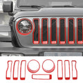 For 2018-2023 Jeep Wrangler JL Rubicon Sahara Front Grille Inserts & Headlight Bezels Trim Kit (Does Not Fit 4XE Variants)