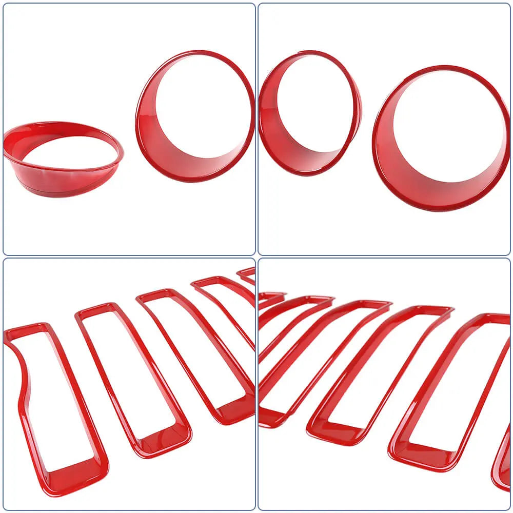 For 2018-2023 Jeep Wrangler JL Rubicon Sahara Front Grille Inserts & Headlight Bezels Trim Kit (Does Not Fit 4XE Variants)