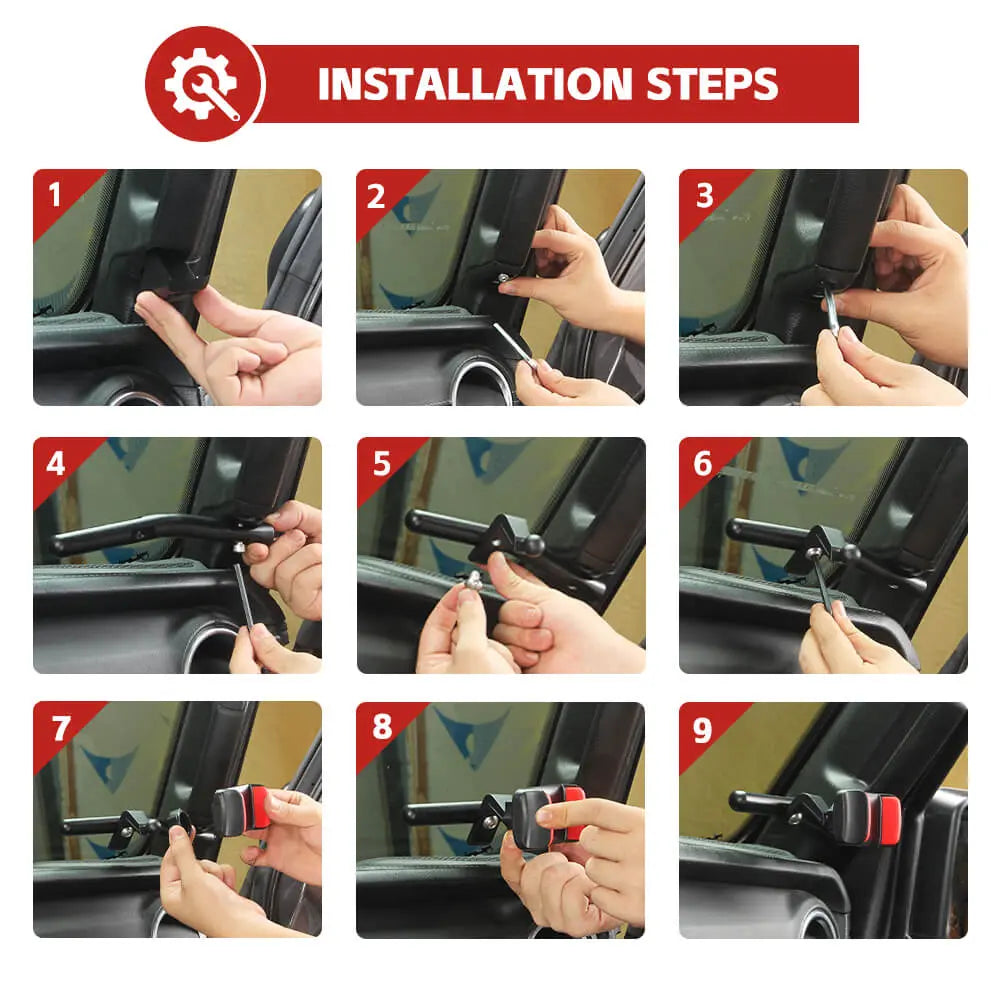 For 2018-2023 Jeep Wrangler JL/Gladiator JT  A Pillar Grab-Handle Phone Holder Mount Bracket