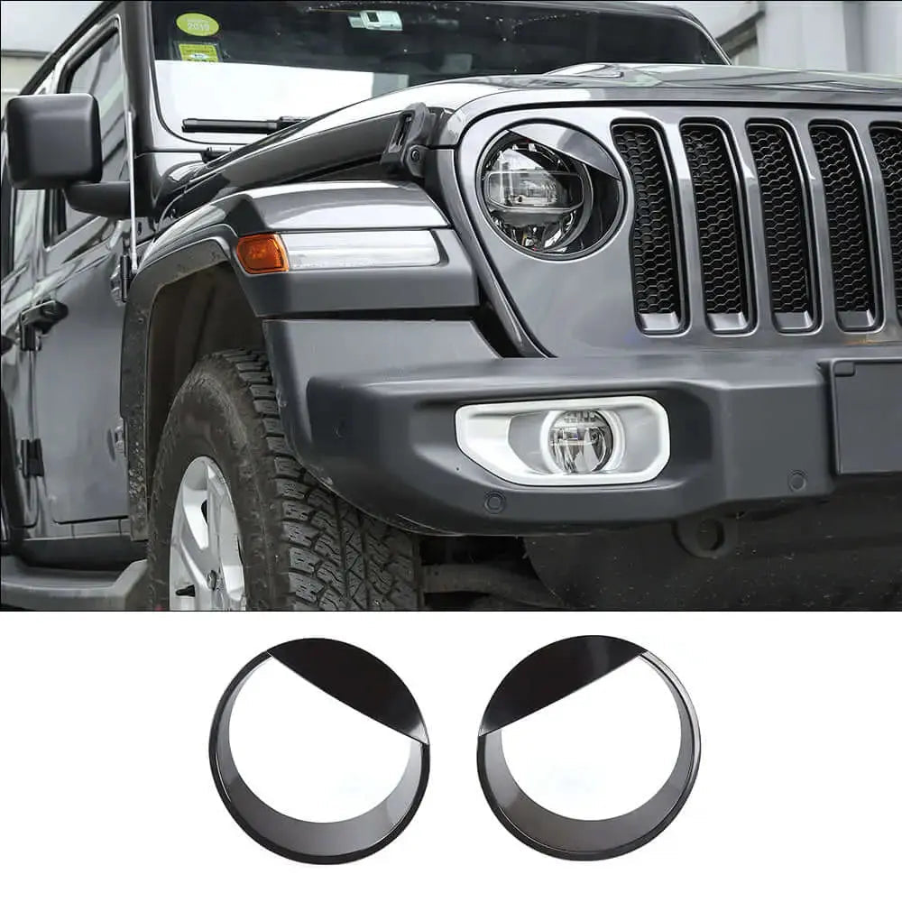 For 2018-2023 Jeep Wrangler JL Gladiator JT Angry Eyes Front Headlight Bezels Trim