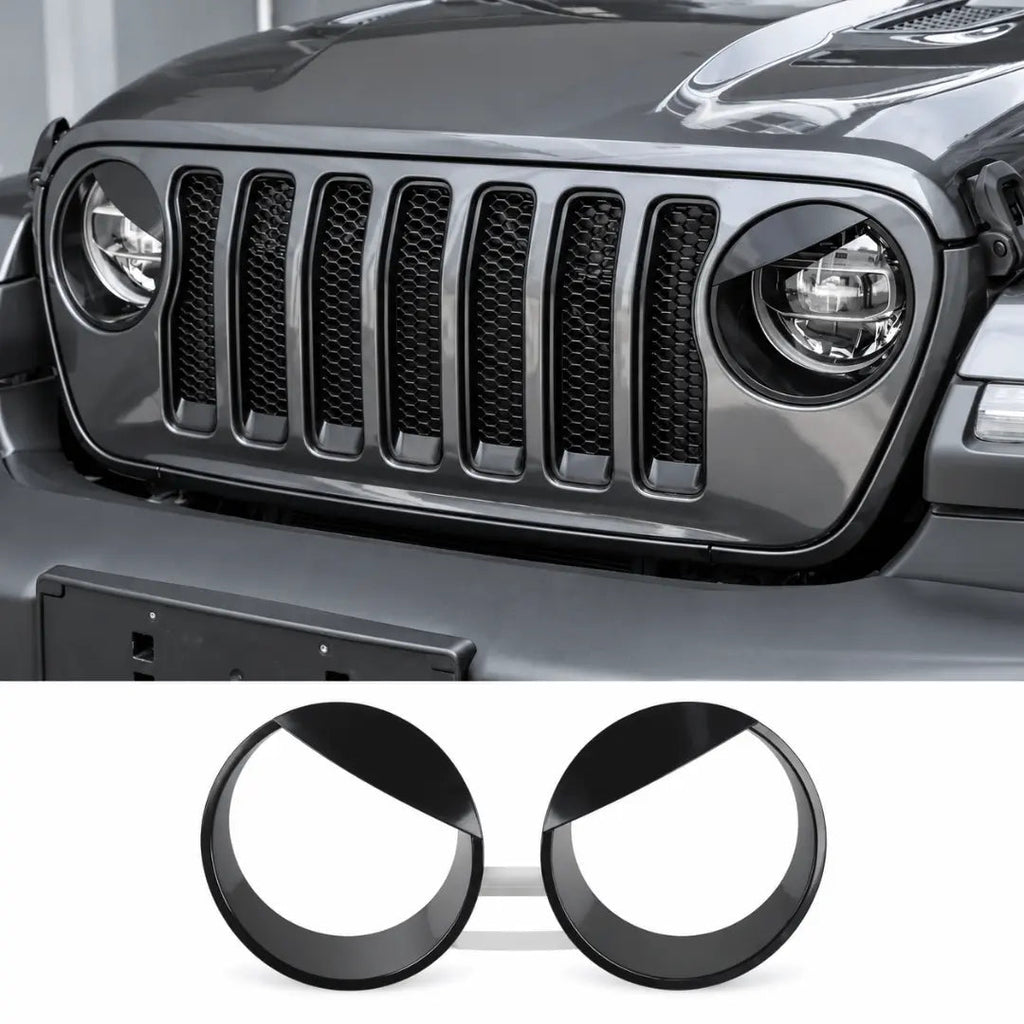 For 2018-2023 Jeep Wrangler JL Gladiator JT Angry Eyes Front Headlight Bezels Trim
