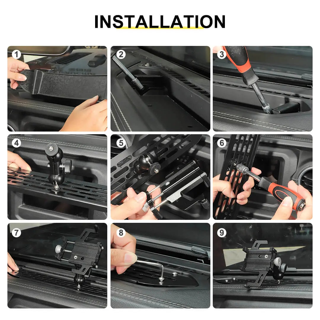 For 2018-2023 Jeep Wrangler JL/Gladiator JT Interior Center Console Mulfuntion Expand Phone Holder Bracket
