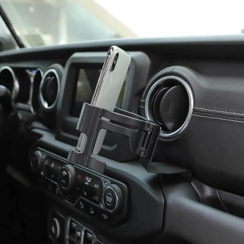 For 2018-2023 Jeep Wrangler JL Gladiator JT Multi-Function Drink Cup Phone Holder, 2 in 1 Bolt-on Stand Bracket Organizer