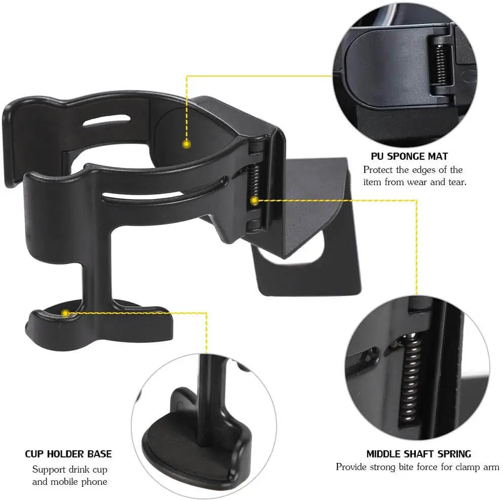 For 2018-2023 Jeep Wrangler JL Gladiator JT Multi-Function Drink Cup Phone Holder, 2 in 1 Bolt-on Stand Bracket Organizer