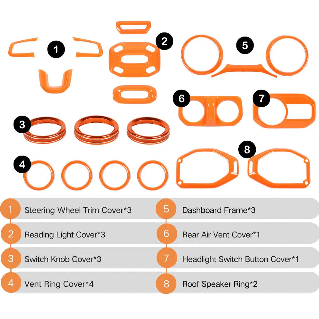 For 2018-2023 Jeep Wrangler JL JLU Gladiator JT 20PCS Full Set Interior Cover Trim Kit