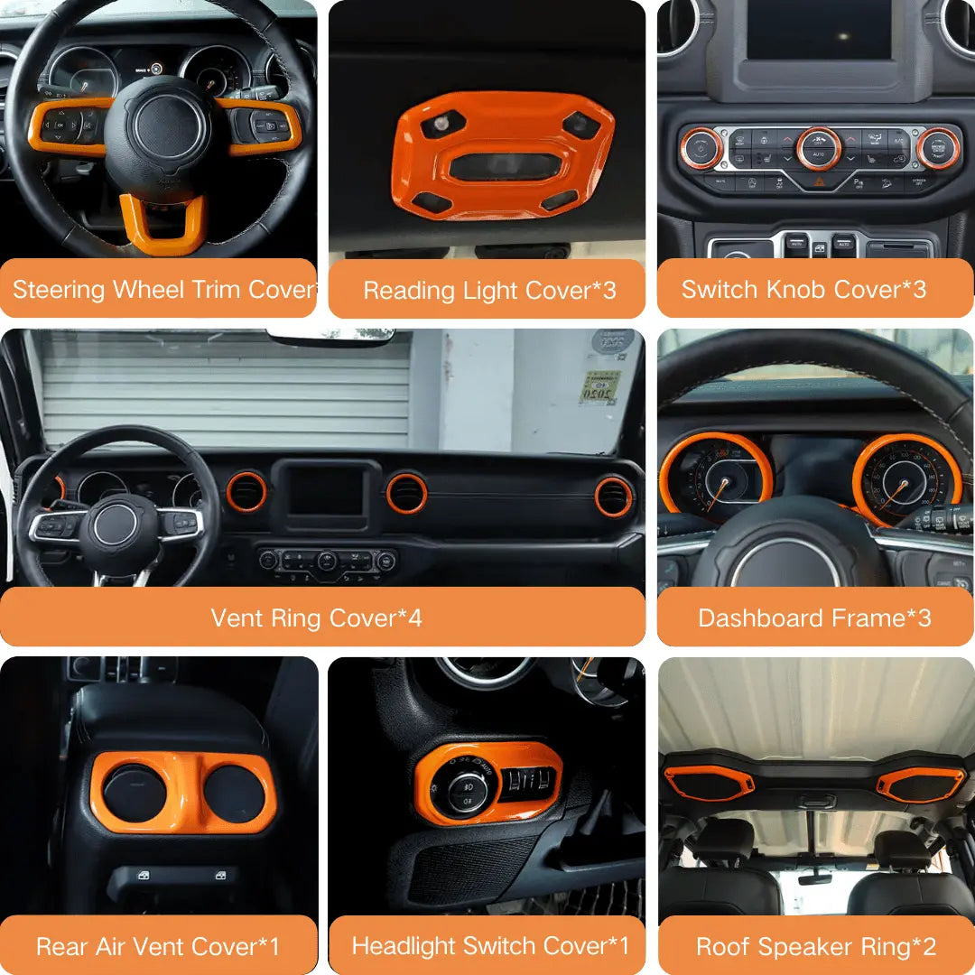 For 2018-2023 Jeep Wrangler JL JLU Gladiator JT 20PCS Full Set Interior Cover Trim Kit
