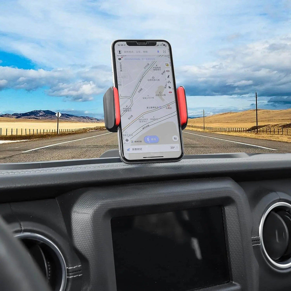 For 2018-2023 Jeep Wrangler JL JLU Gladitator JT Dash Mount Storage Tray with Phone Holder, Not for 4Xe