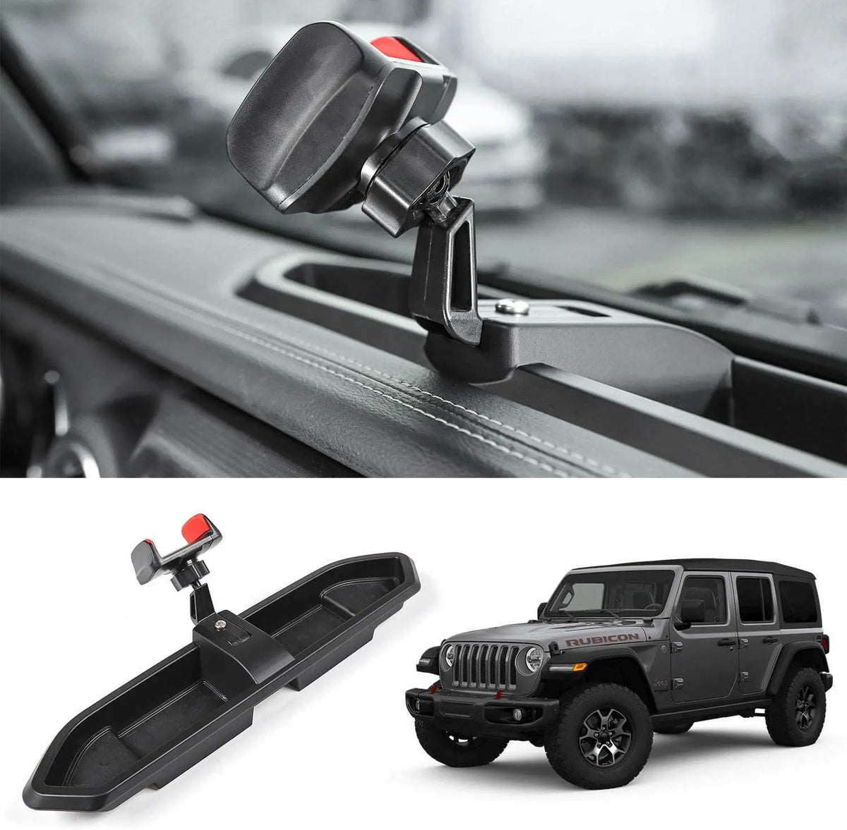 For 2018-2023 Jeep Wrangler JL JLU Gladitator JT Dash Mount Storage Tray with Phone Holder, Not for 4Xe