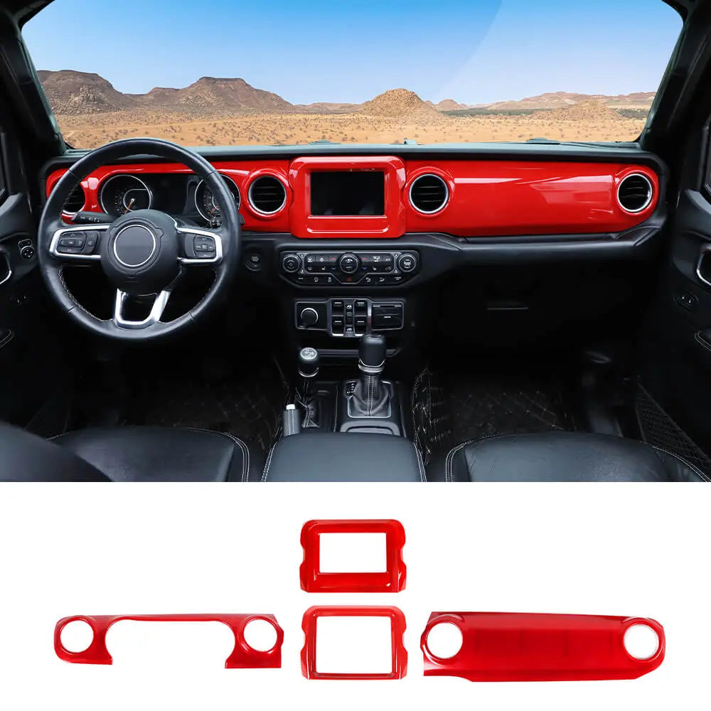 For 2018-2023 Jeep Wrangler JL JLU & Gladiator JT 4PCS Central Navigation Cover Console Panel Trim Kit