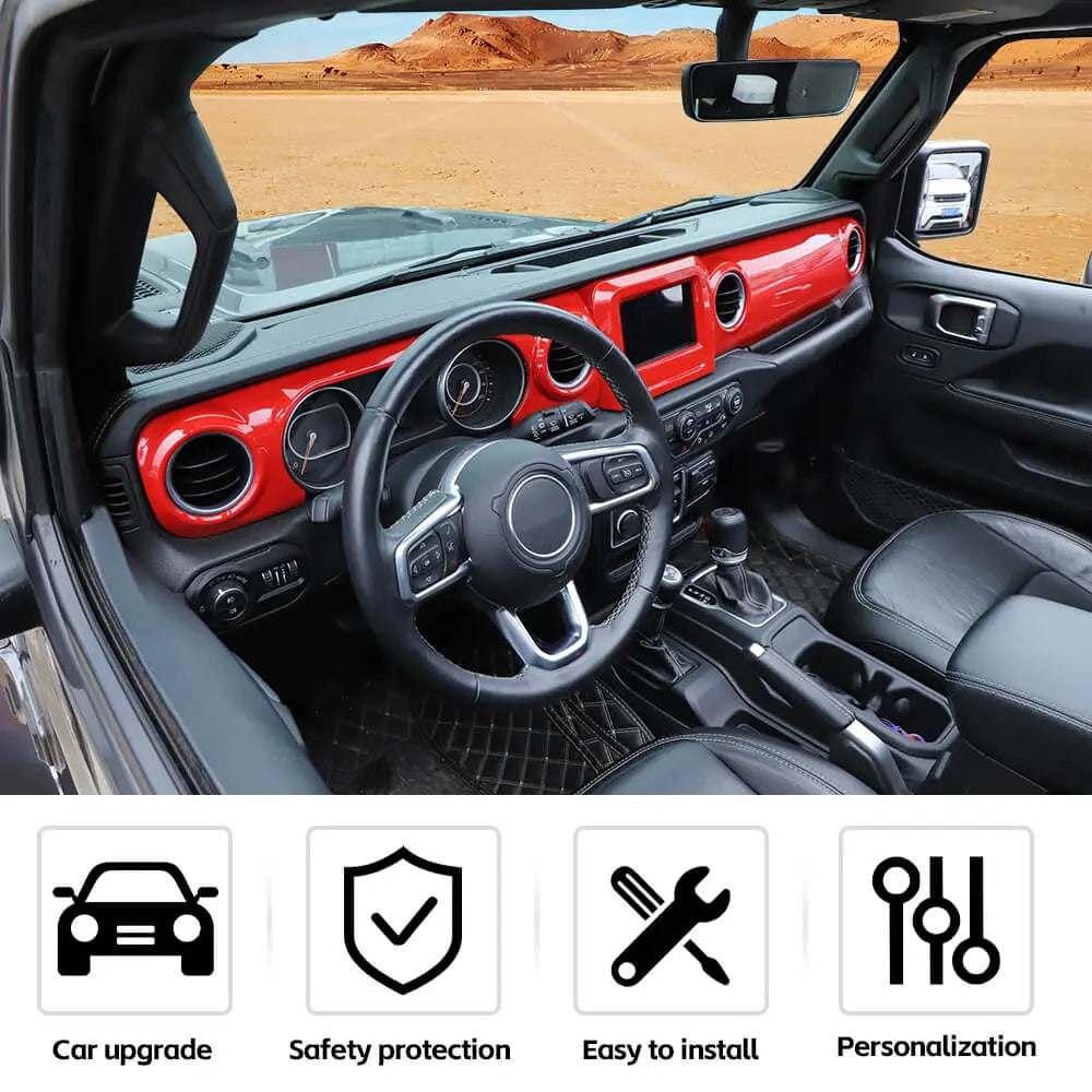 For 2018-2023 Jeep Wrangler JL JLU & Gladiator JT 4PCS Central Navigation Cover Console Panel Trim Kit
