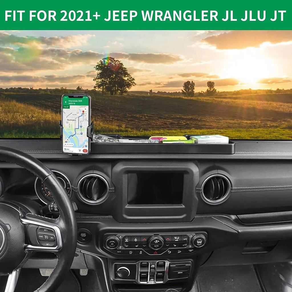 For 2018-2023 Jeep Wrangler JL JLU & Gladiator JT 4Xe Dashboard Storage Tray With Phone Holder