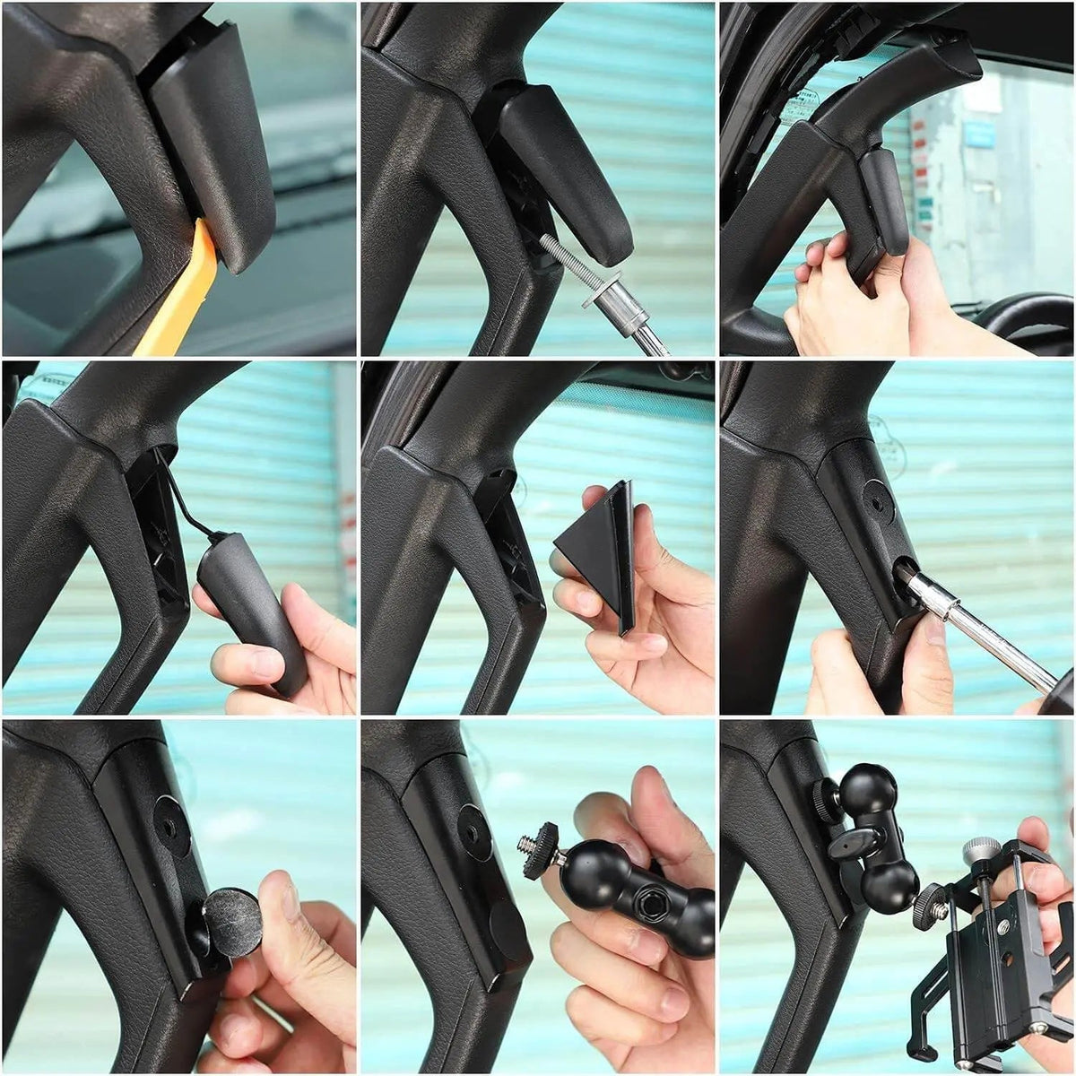 For 2018-2023 Jeep Wrangler JL JLU & Gladiator JT A-Pillar Grab Handle Adjustable Metal Phone Holder Anti-Shake Phone Mount