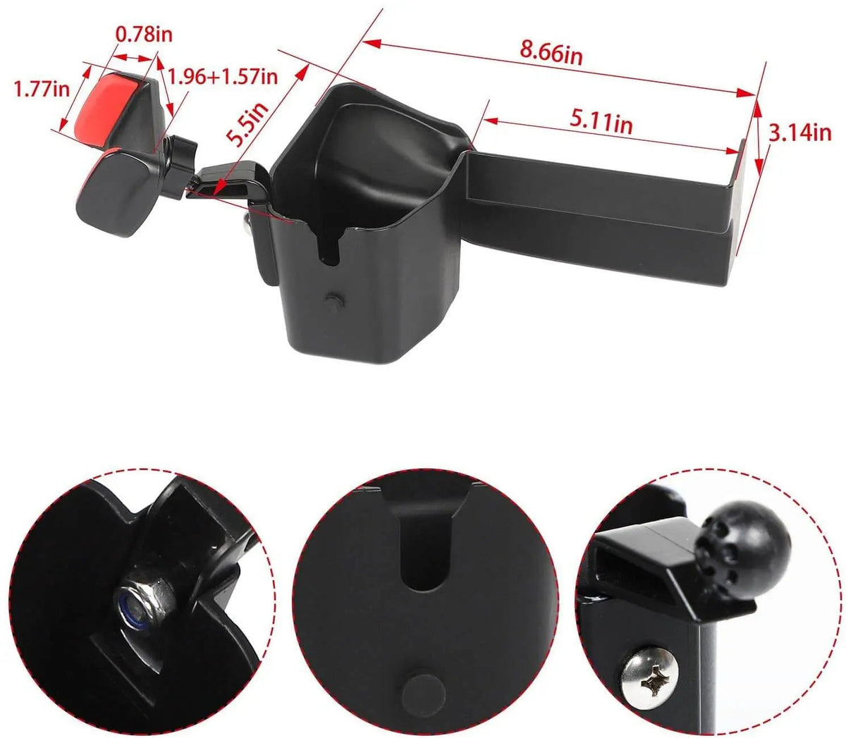 For 2018-2023 Jeep Wrangler JL JLU & Gladiator JT Passenger Co-Pilot Grab Bar Phone Mount Drink Cup Storage Tray