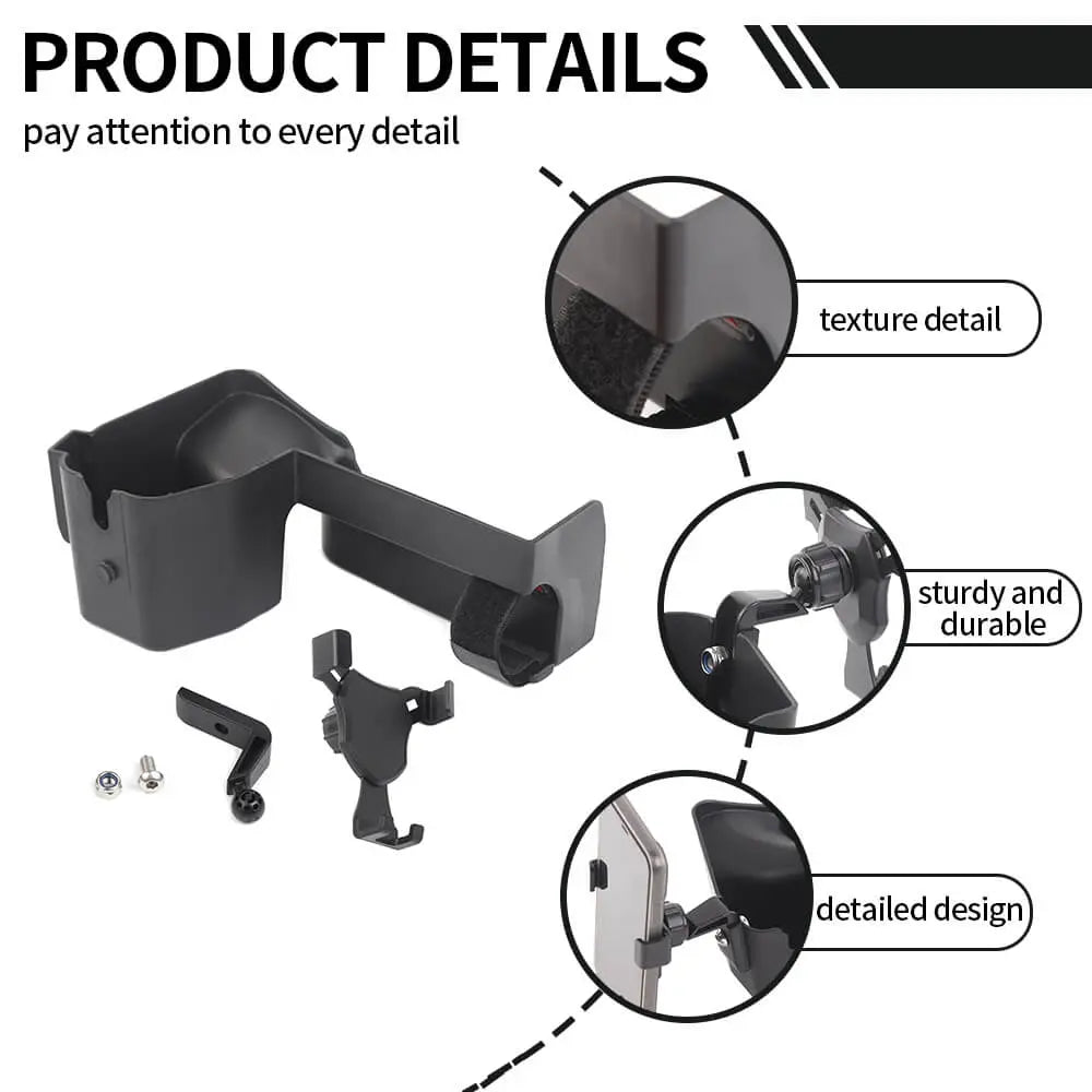 For 2018-2023 Jeep Wrangler JL JLU & Gladiator JT Passenger Co-Pilot Grab Bar Phone Mount Drink Cup Storage Tray