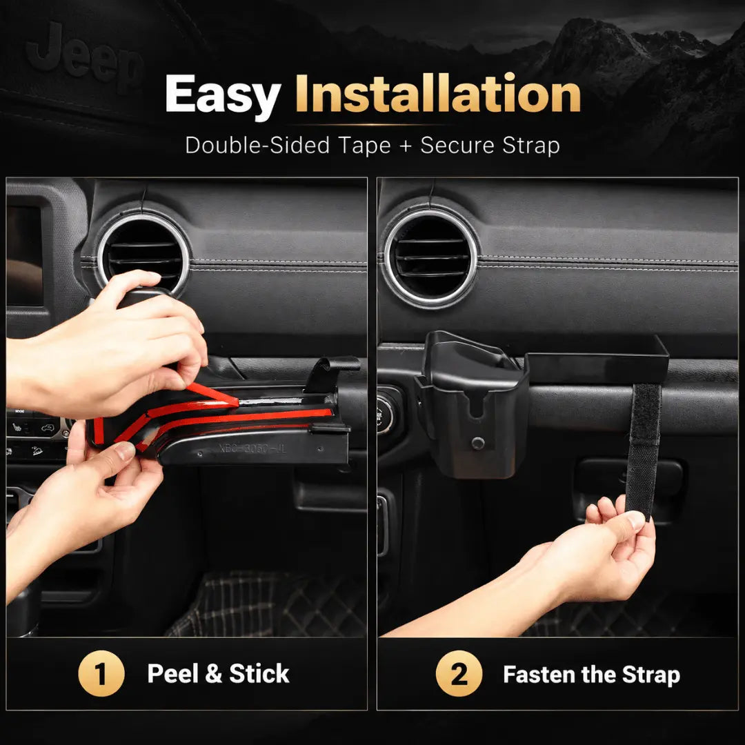 For 2018-2023 Jeep Wrangler JL JLU & Gladiator JT Passenger Co-Pilot Grab Bar Phone Mount Drink Cup Storage Tray