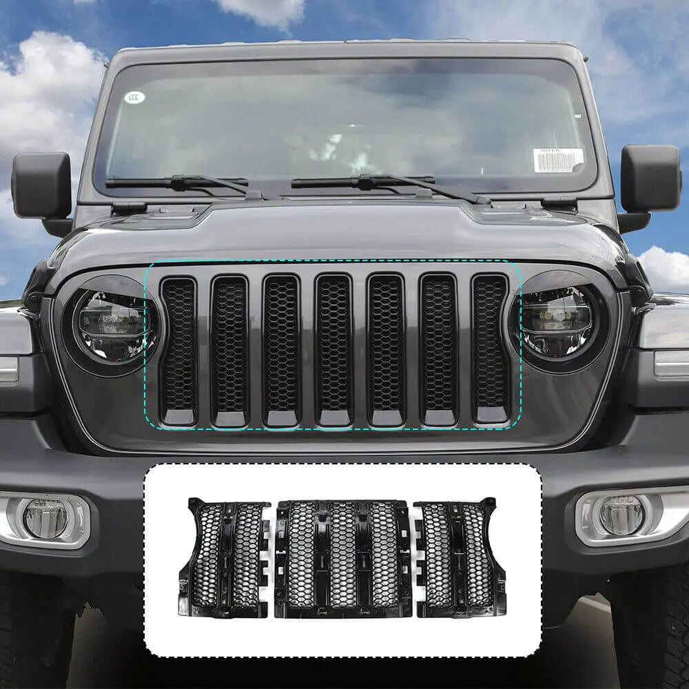 For 2018-2023 Jeep Wrangler JL JLU& Gladiator JT Front Grille Insert Mesh Cover Black