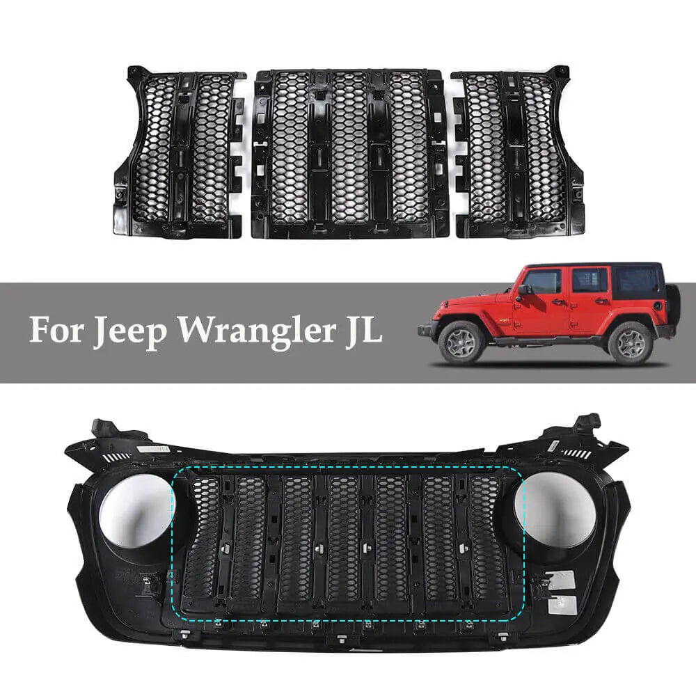 For 2018-2023 Jeep Wrangler JL JLU& Gladiator JT Front Grille Insert Mesh Cover Black